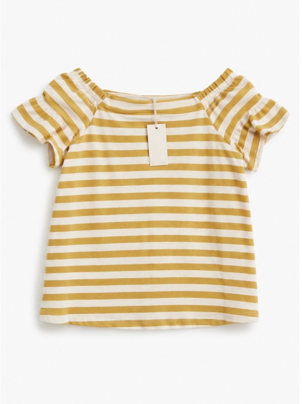Mello Day Off Shoulder Mustard and Cream Top
